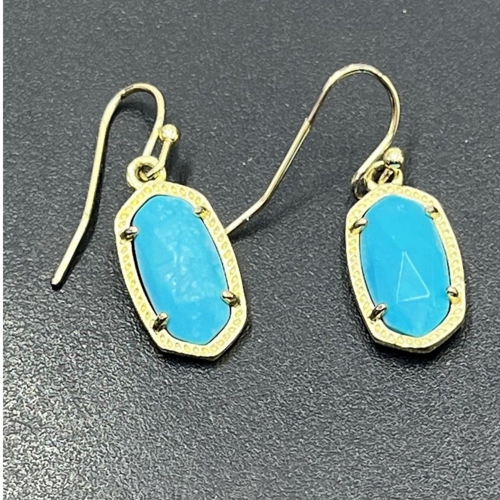 Kendra Scott Lee Gold‎ Plated Drop Variegated Turquoise Magnesite Earrings